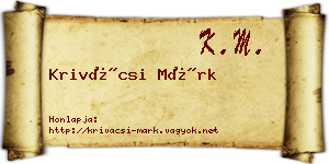 Krivácsi Márk névjegykártya